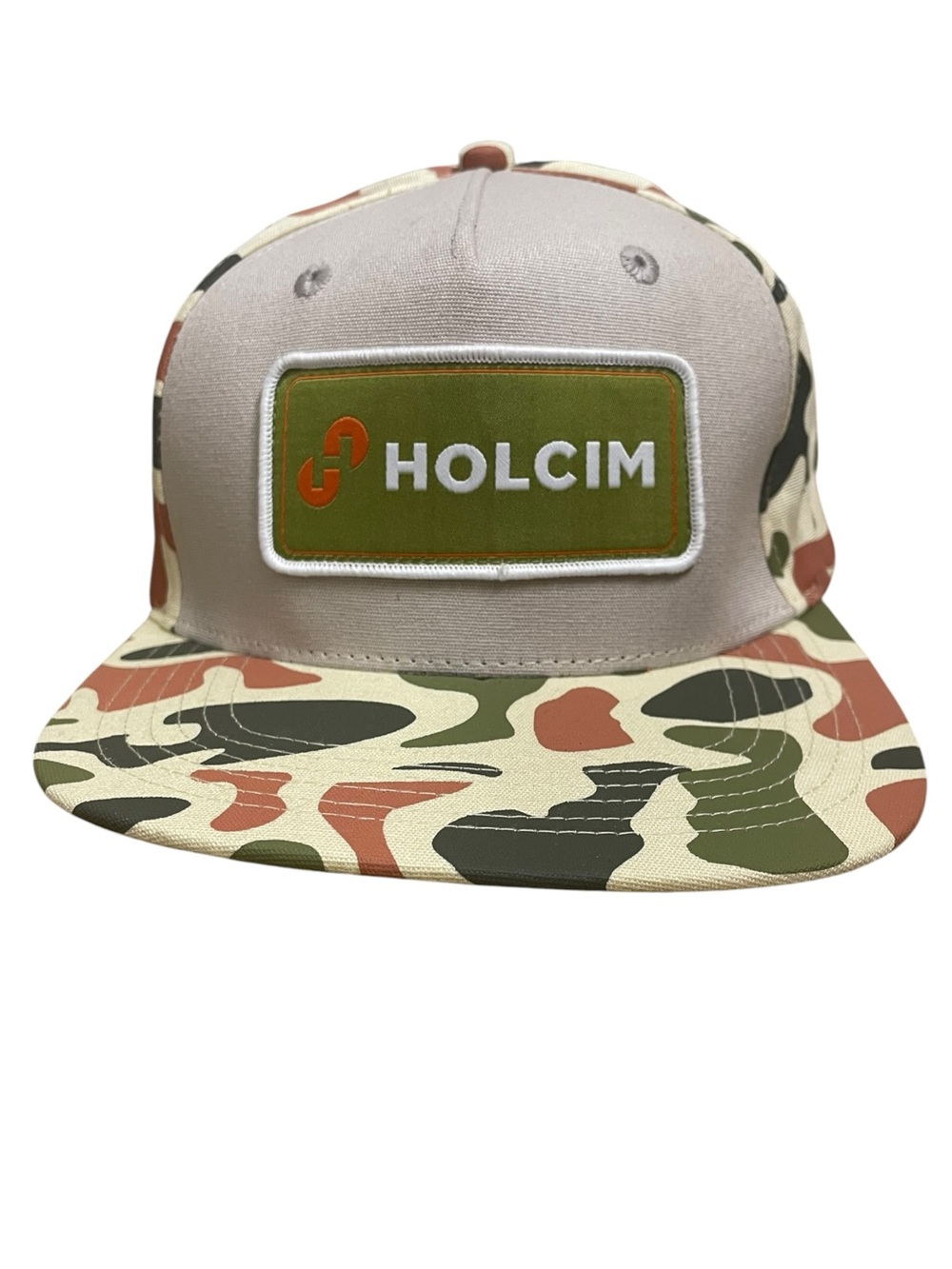 Holcim Camo Snapback Hat Adjustable Trucker Cap Beige Green